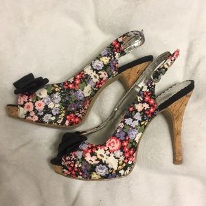 Floral Peep Toe Heels